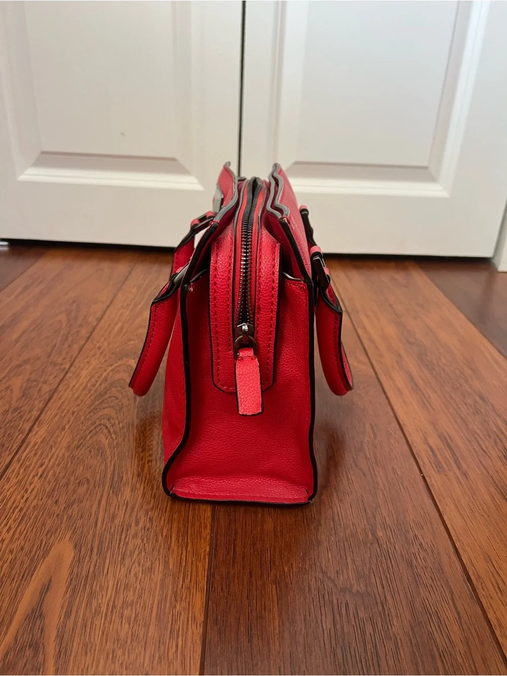 GUESS Red Double-Handle Structured Satchel